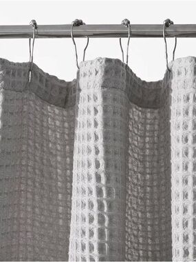 Vera Wang Marled Waffle Weave Shower Curtain Panels (2) - Grey, New